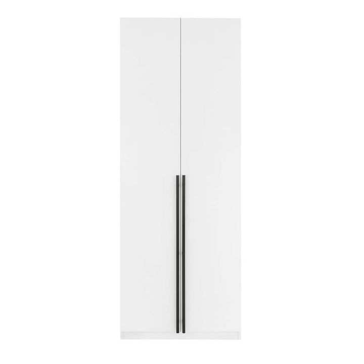 Modern white 2-door wardrobe with 2 long handles