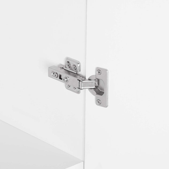 branded hinges of white wardrobe
