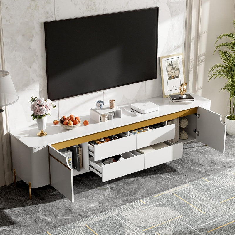 white stand with gold-finished metal legs  