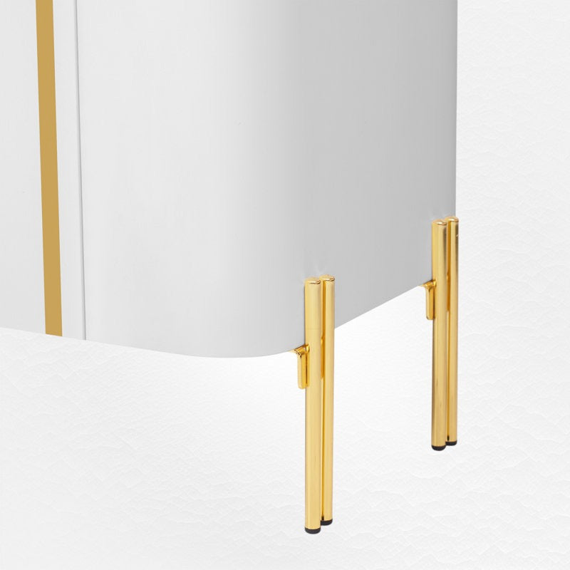 golden legs of white modern tv unit