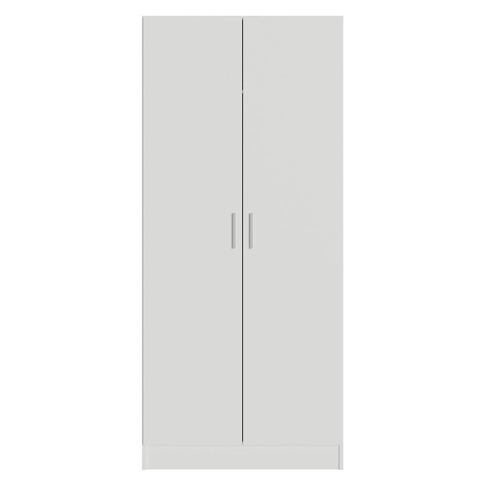 White pre-laminated wardrobe with two doors on a white background