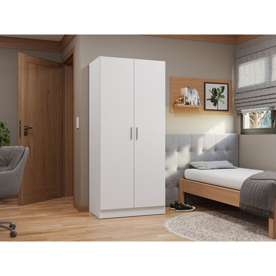 Luxury white 2-door wardrobe design for modern bedrooms