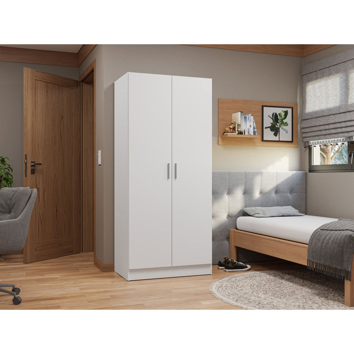 Luxury white 2-door wardrobe design for modern bedrooms