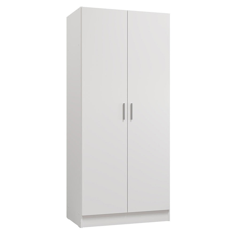 White wardrobe with two doors on a white background