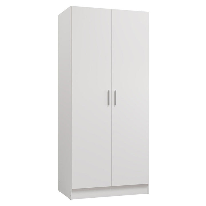 White wardrobe with two doors on a white background