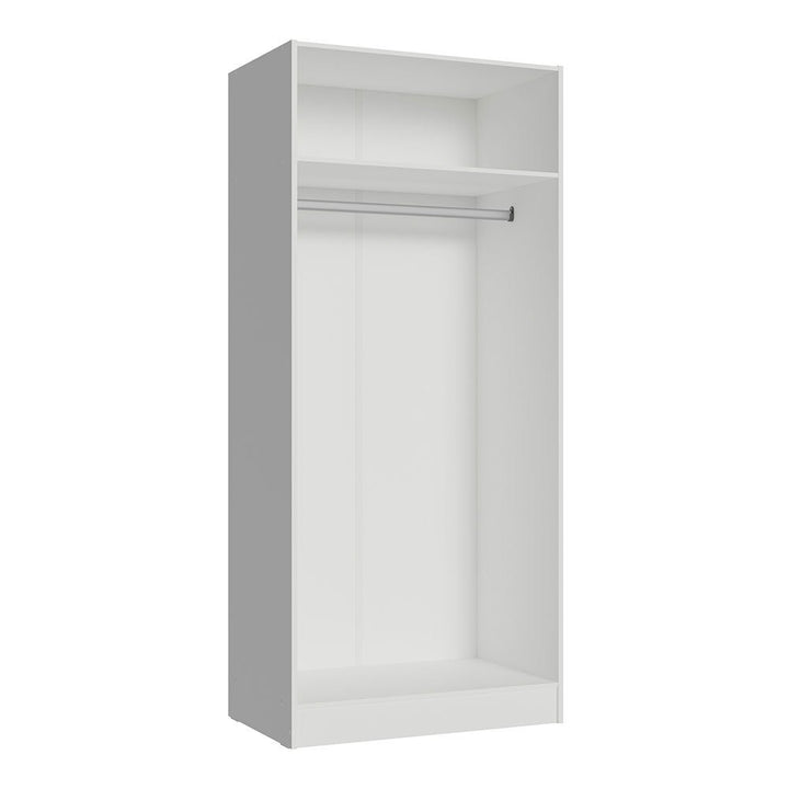 Luxury white wardrobe with a clothes rail on a white background