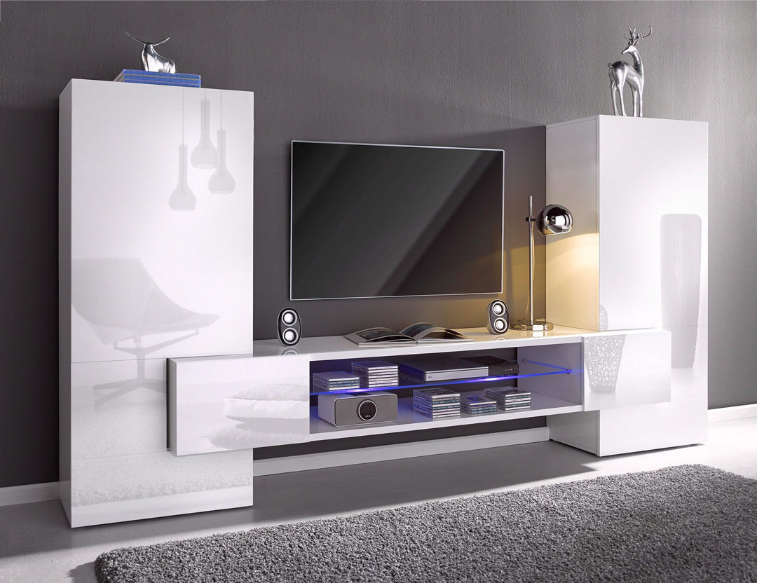 Trendy white tv unit design for living space