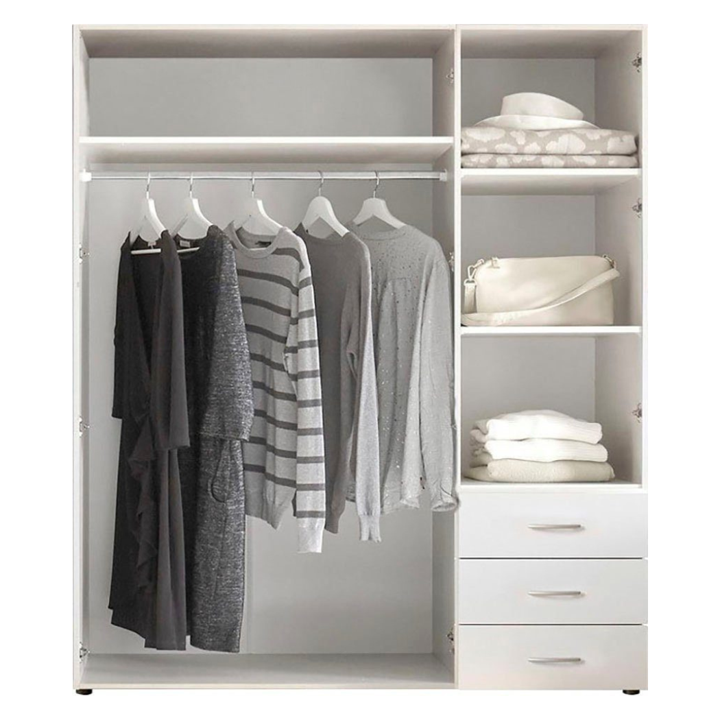 3-door wardrobe in white with spacious storage
