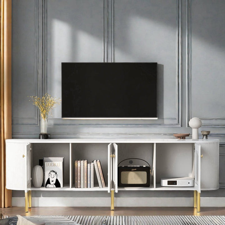 white tv unit with storage perfect for living room