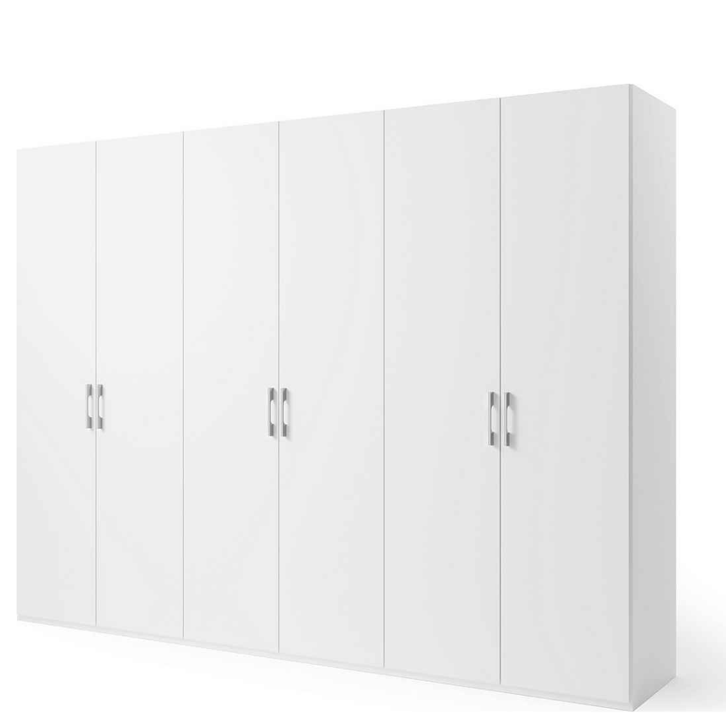 With a matte white finish and sleek matte silver handles, this premium 6-door wardrobe blends contemporary design with everyday functionality.