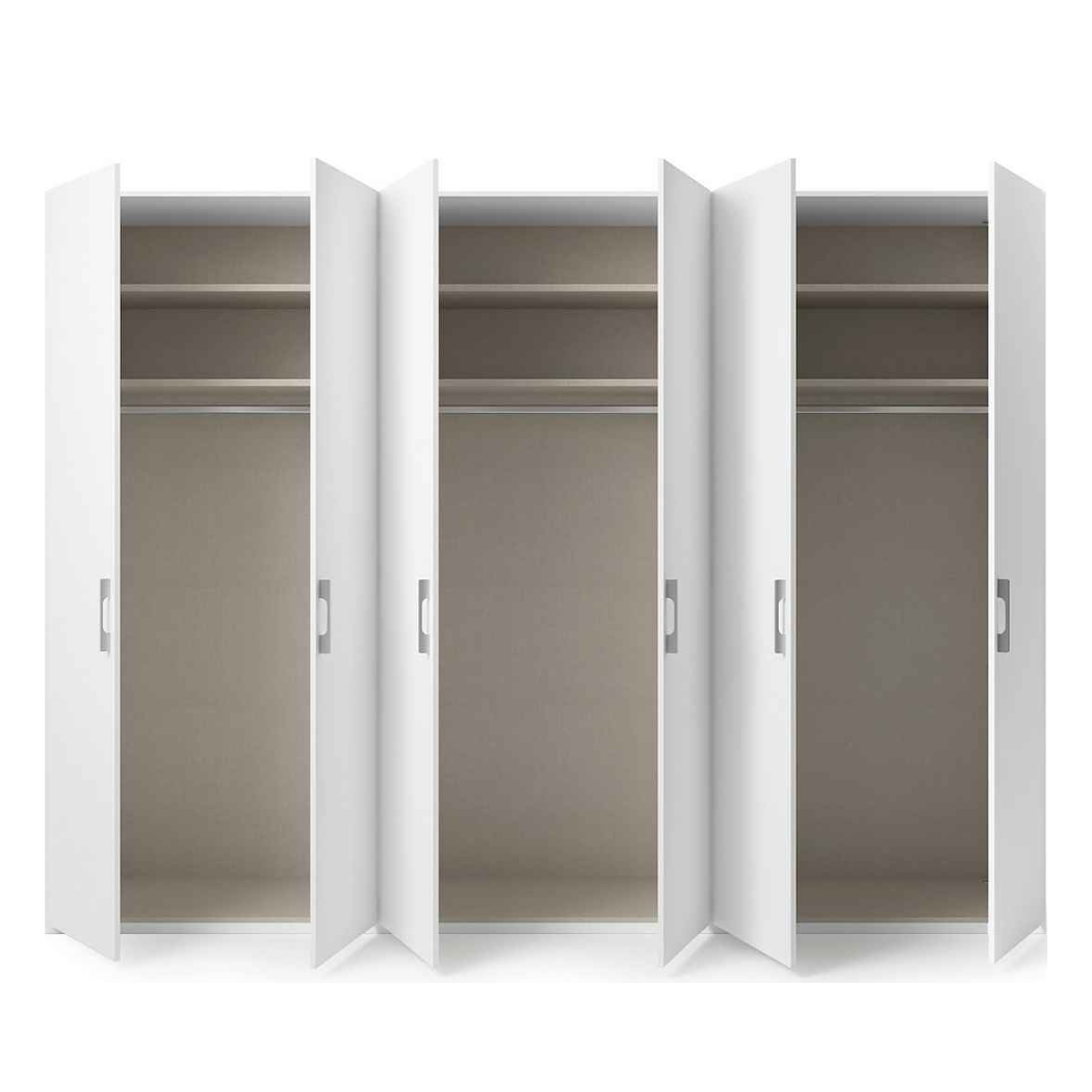 premium white finish wardrobe with open doors to show internal storage