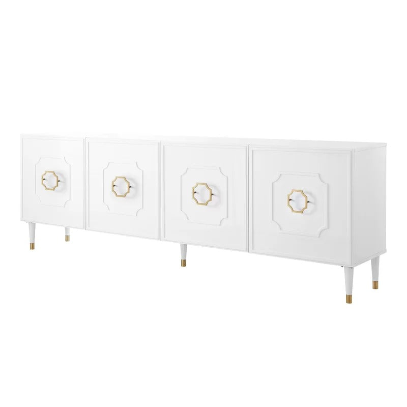High-gloss white finish sideboard for entryway