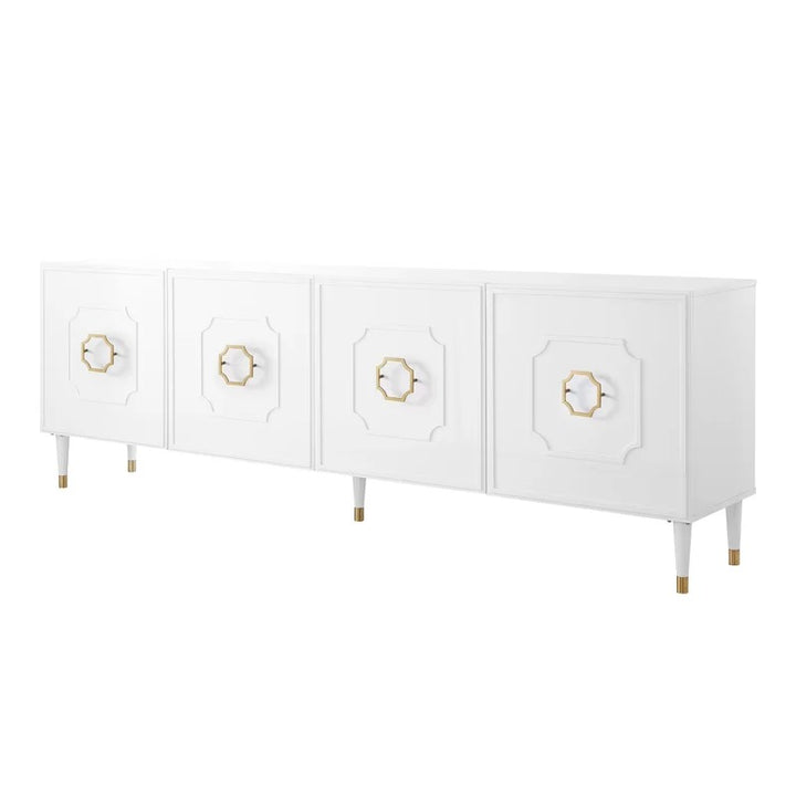 High-gloss white finish sideboard for entryway