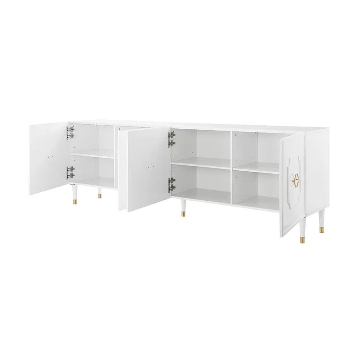 White stylish sideboard with storage in white background