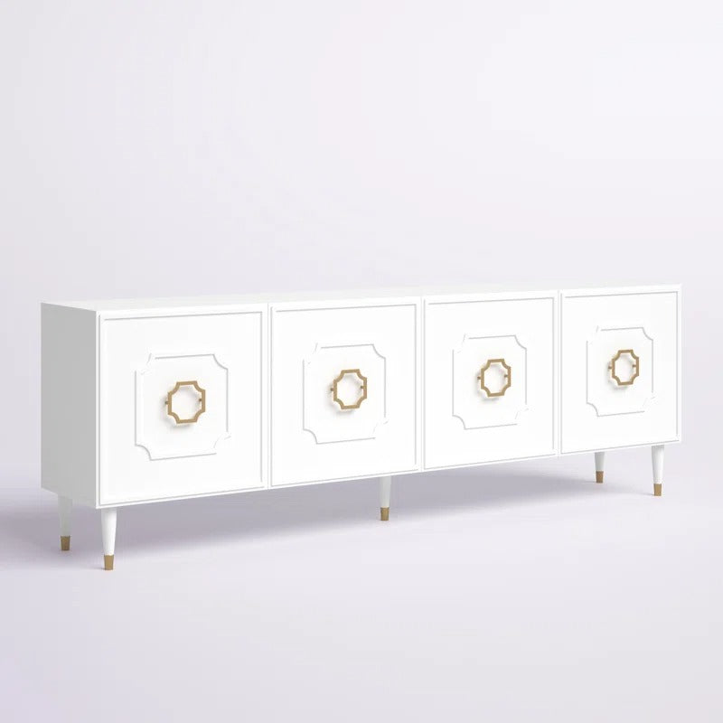 Modern white cabinet with storage perfect for living room, dining area and entryways