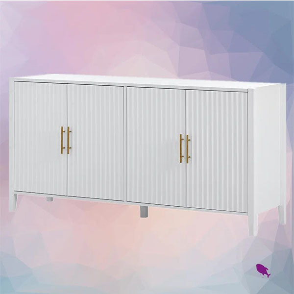 modern white sideboard with golden handles and sturdy legs