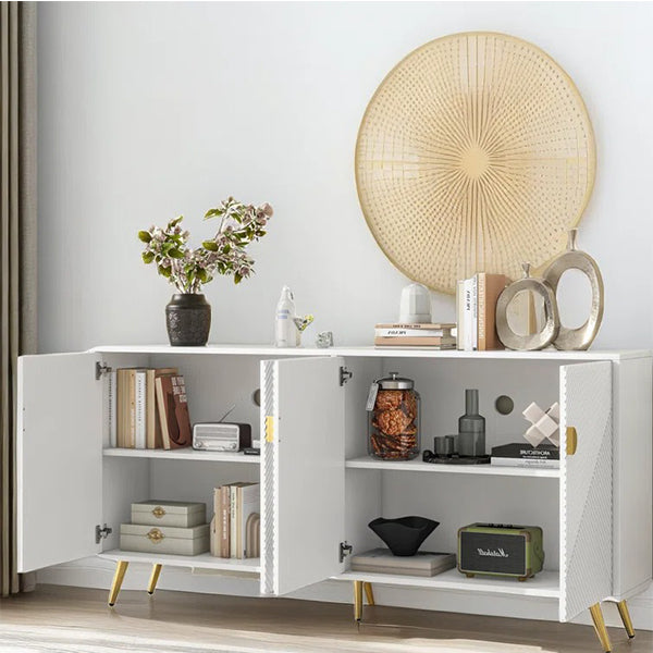 white pu finish sideboard with elegant design