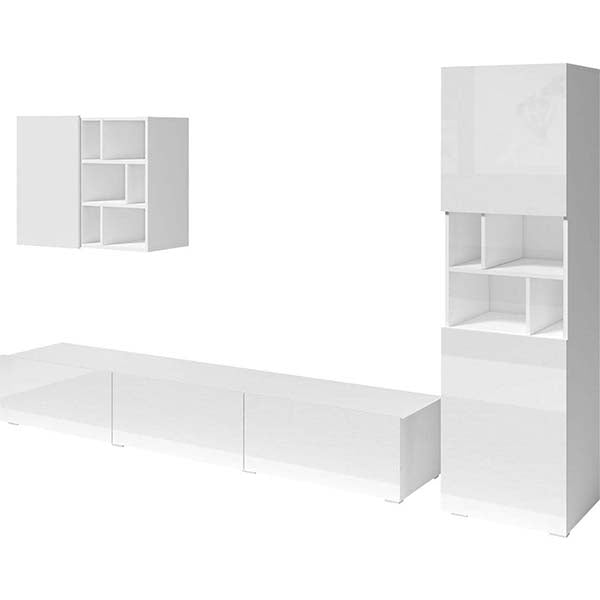 white matte tv unit in white background