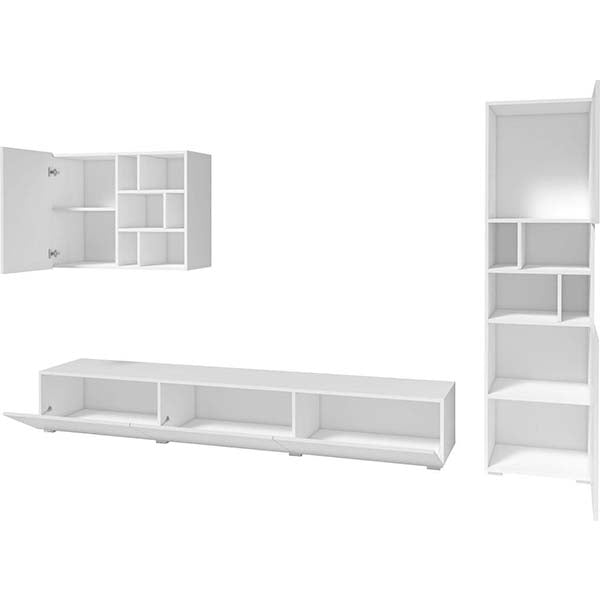 premium white tv unit set in white background