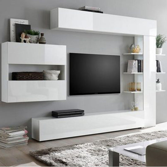 Modern Title White TV Unit Set with Storage | Heera Moti