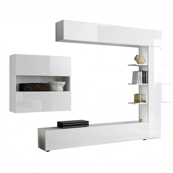 Modern white tv unit set crafted from high-quality mdf board