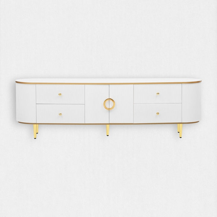 white tv stand in a plain white background