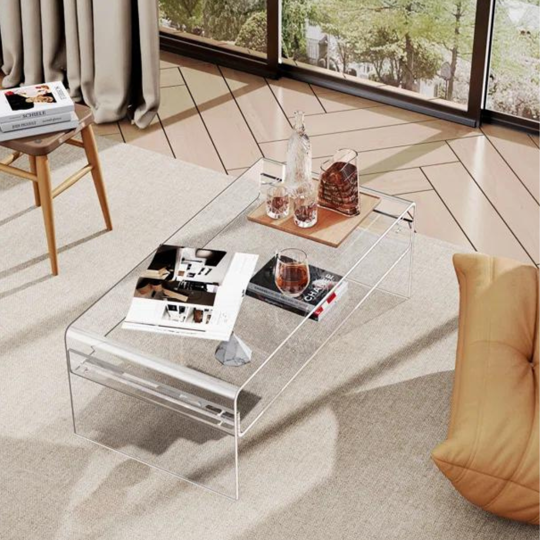 Modern clear acrylic coffee table
