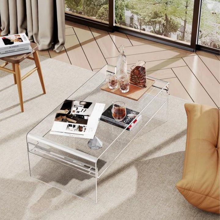 Modern clear acrylic coffee table