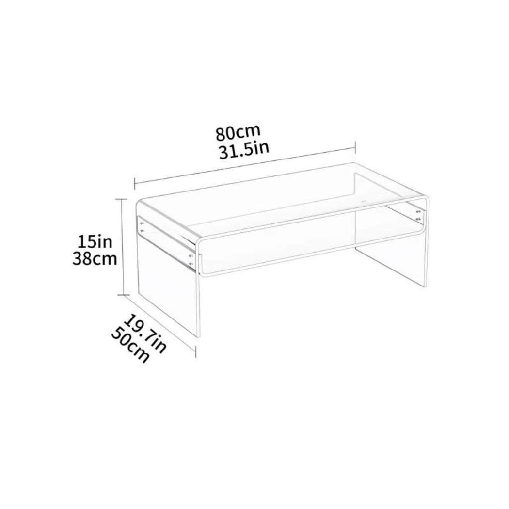 Modern clear center table dimension