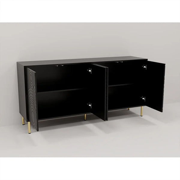 premium black console with open geometric design shutter