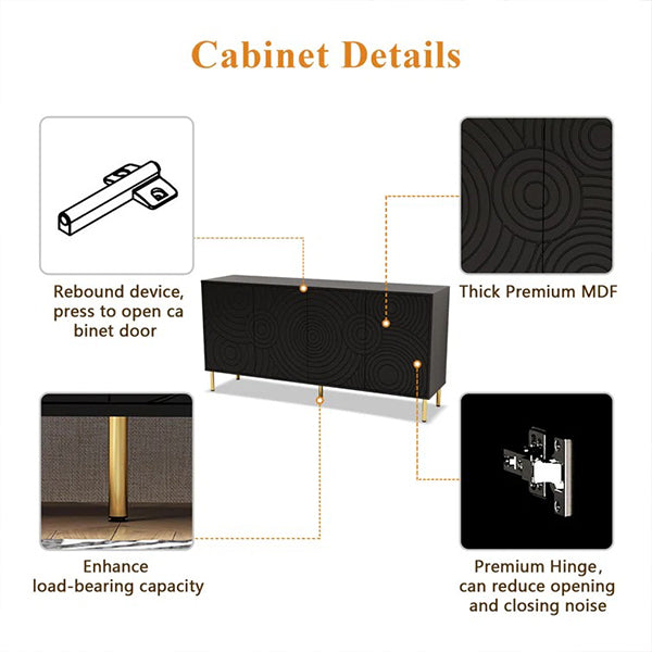 Black cabinet with thick premium mdf, premium hinge and rebound device