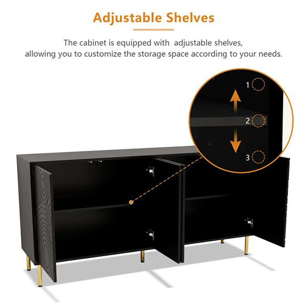 Black cabinet with adjustable shelves that allow you to customize the storage space